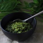 Basil Mint Pesto Recipe Finished Is Bright Green, Fragrant And Delicious