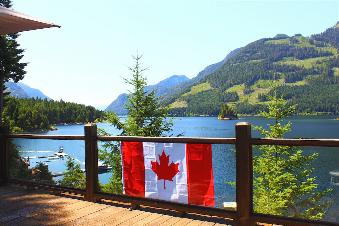 Canada Flag At The Lake