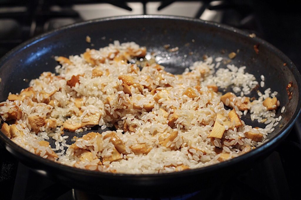 Adding Rice To Aromatics For Risotto
