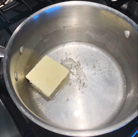 Melting butter in water for fritters