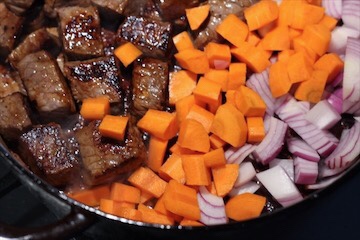 Carrots Onions Beef and Beets For Traditional Borscht