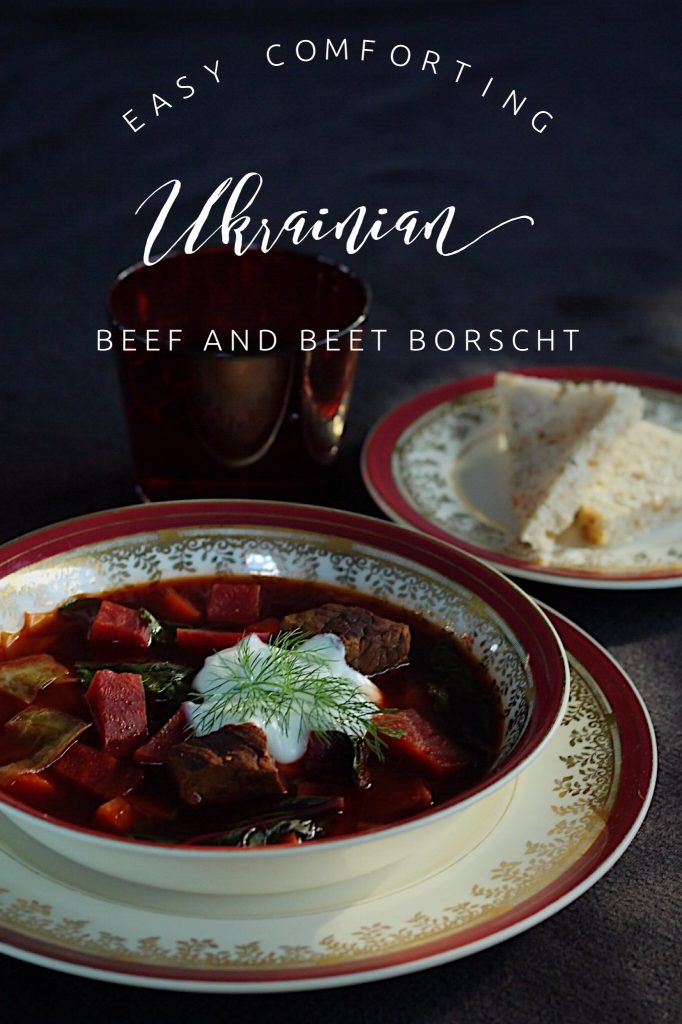 Ukrainian Borscht Soup With Sour Cream And Dill