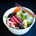 Healthy Chirashi Sushi Bowl With Seafood And Vegetables