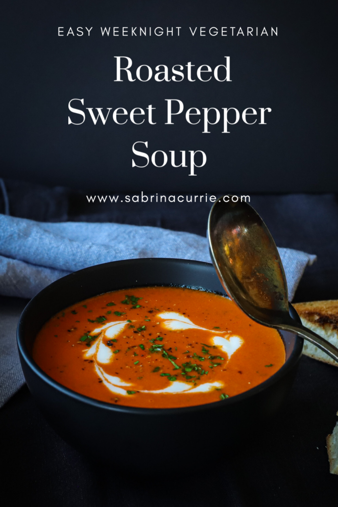 Easy Fast Vegetarian Roasted Pepper Soup with Sardo Fire Roasted Peppers