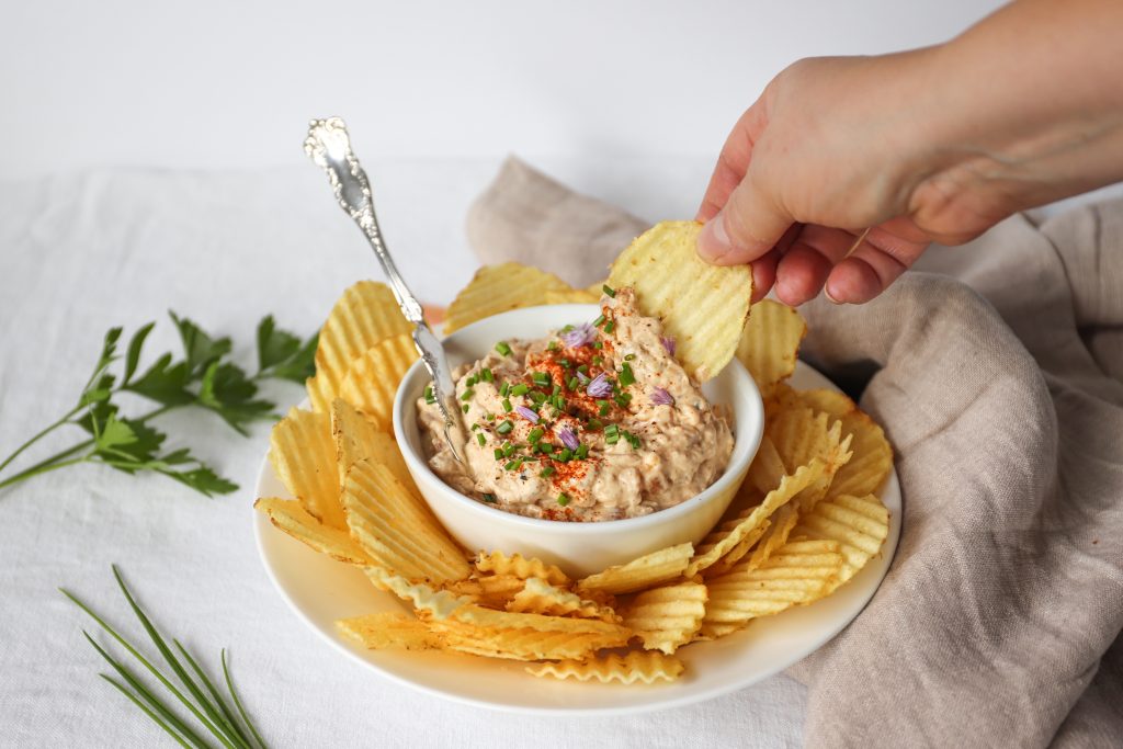 Caramelized Onion Dip with Chips or Veggies 