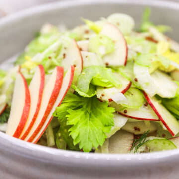 Quick And Easy Apple Fennel Celery Salad With Grainy Mustard Dressing