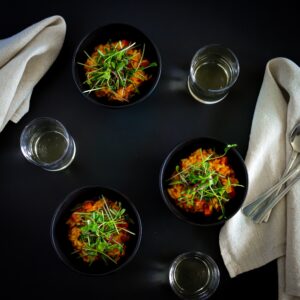 Recipes To Use Microgreens-Carrot Risotto With Micro Herb Salad