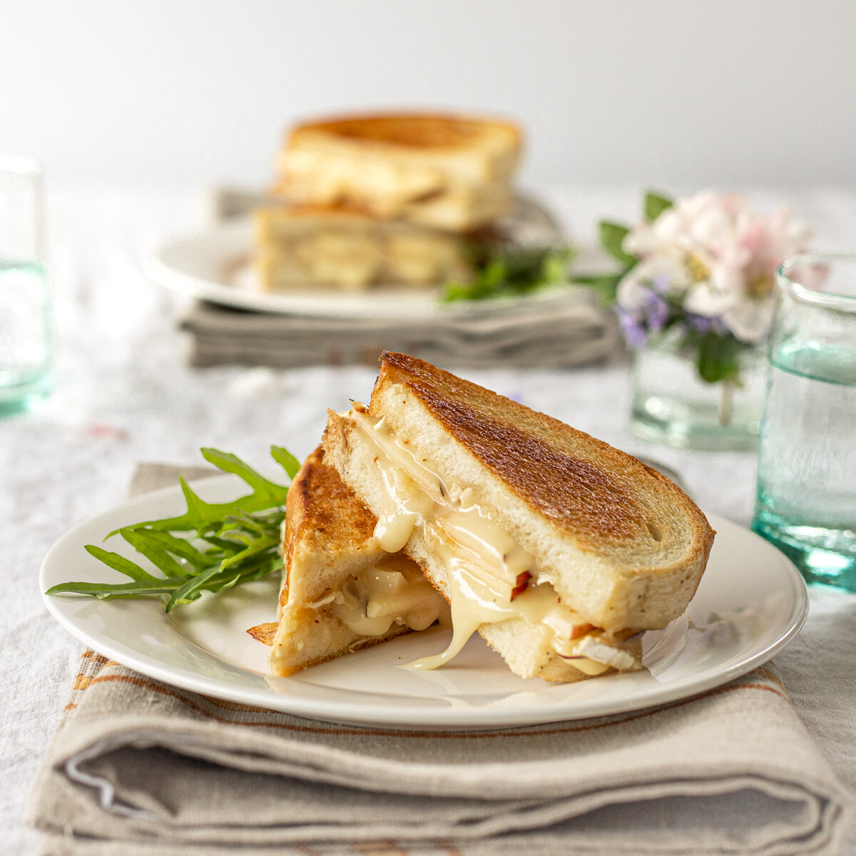 Best Ever Brie and Apple Grilled Cheese with Hot Honey