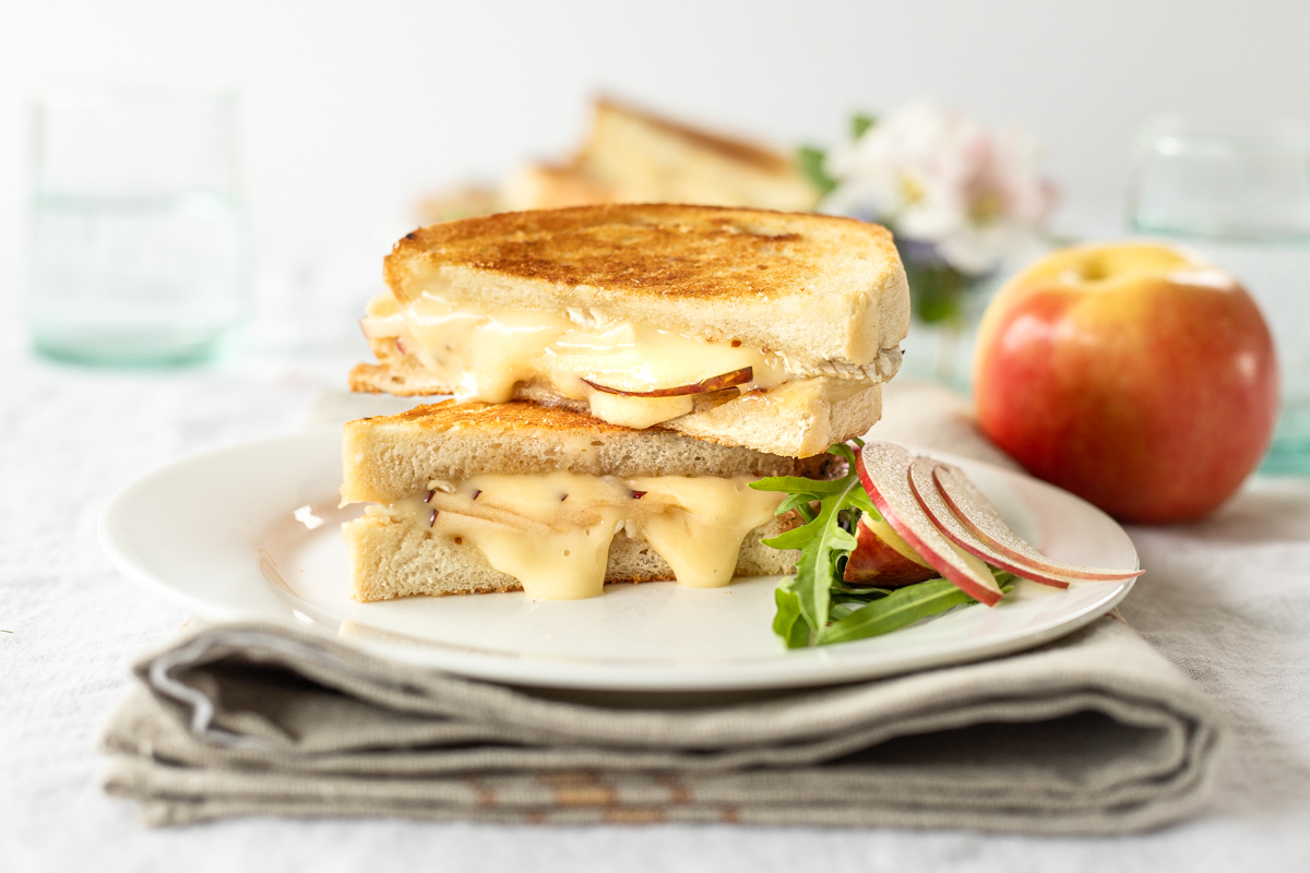 Brie and Apple Grilled Cheese with Hot Honey Butter