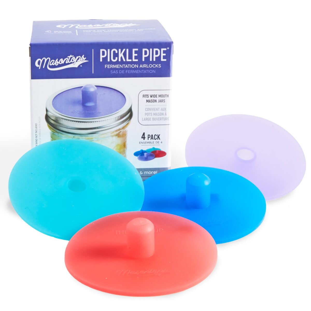 Silicone Pickle Pipes For Home Fermenting-Set of 4 in Bright Colors