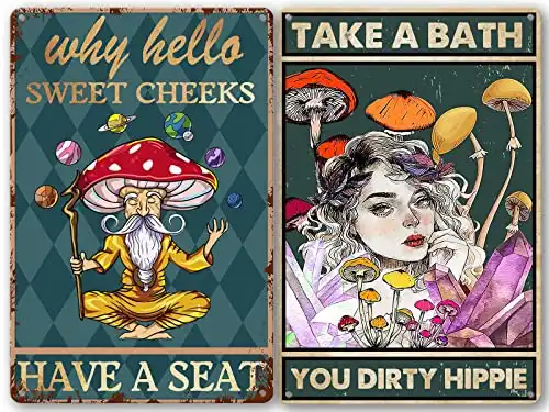 Funny Vintage Mushroom Signs