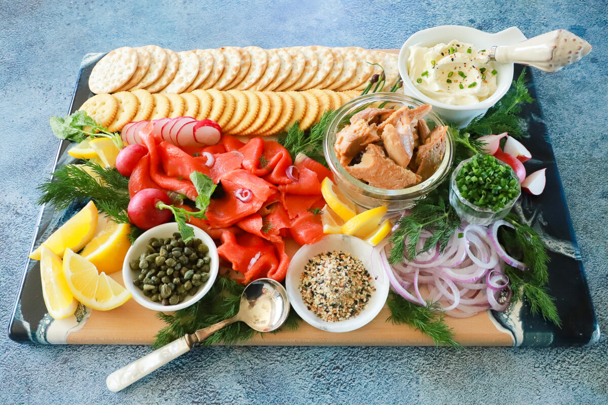 Smoked Salmon, Crackers And Cream Cheese Platter - West Coast Kitchen ...