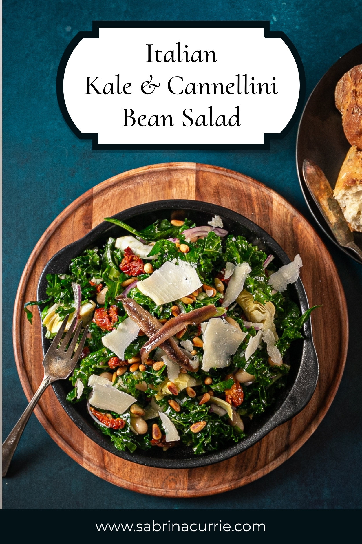 A bowl of kale salad with lots of colorful chunky ingredients in it.